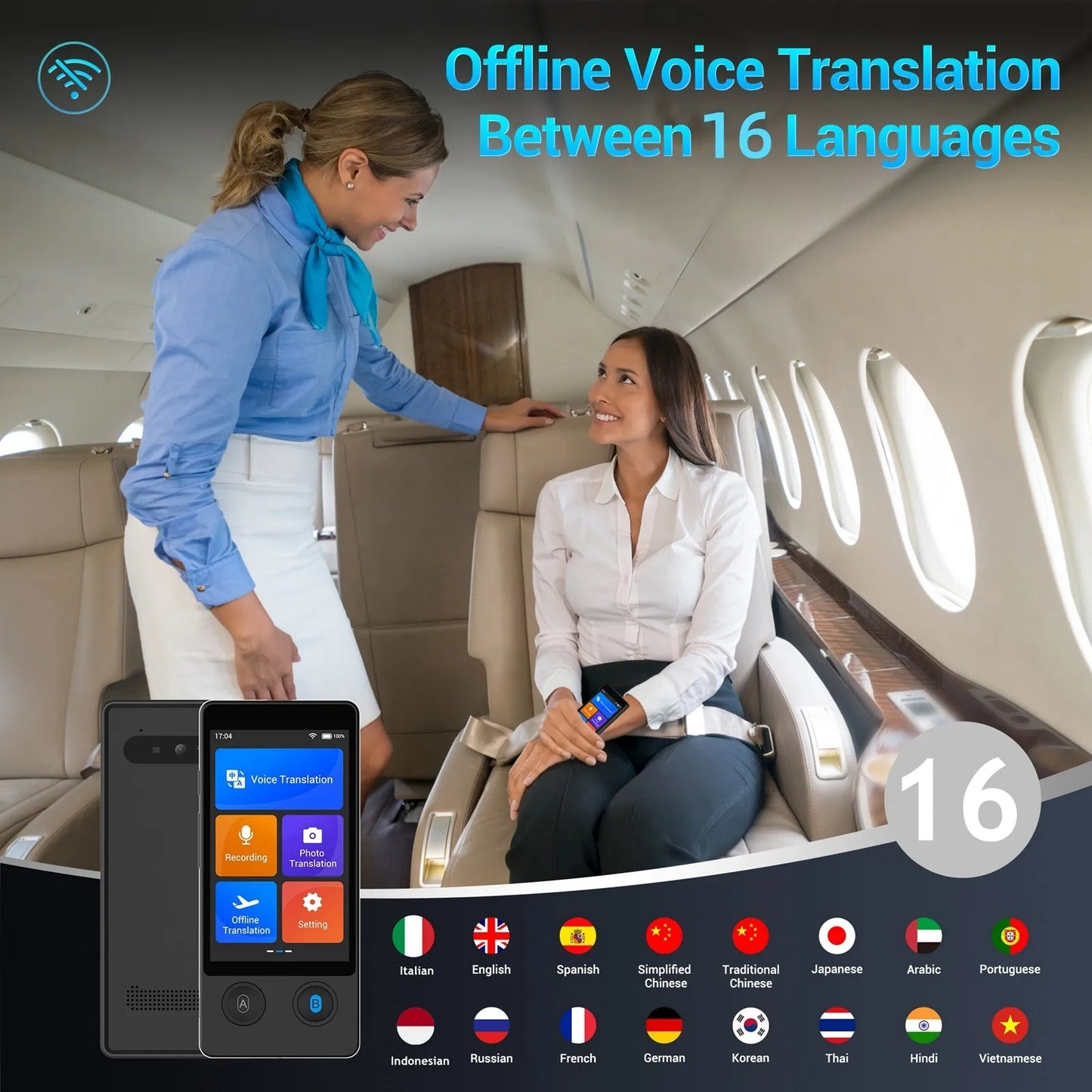 Wooask W12 Real Time Two Way Translator Device With 144 Languages