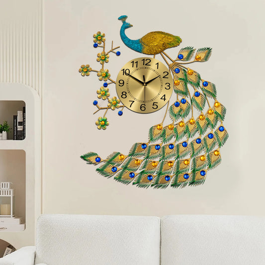Peacock Wall Clock Acrylic Modern Art Living Room Decor Gift