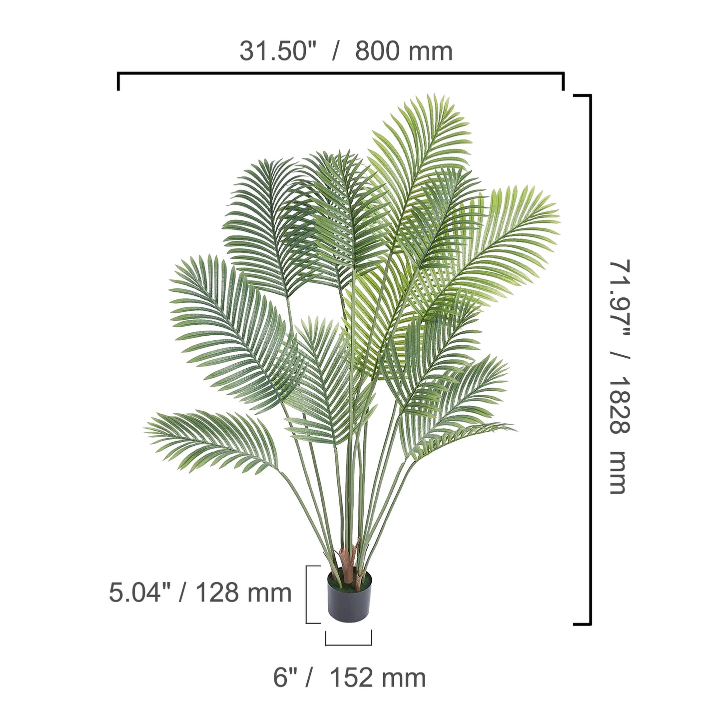 SucceBuy Artificial Palm Tree Faux Plant With Anti Tip Stability