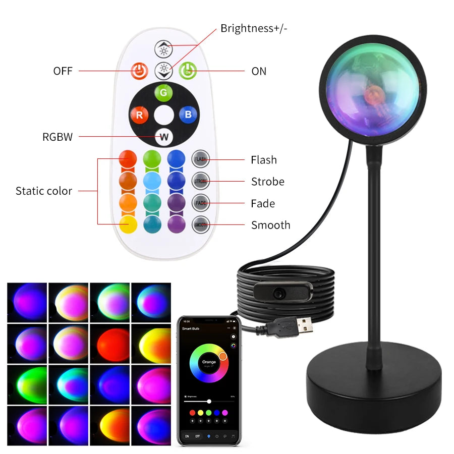 YzzYzz Sunset Lamp USB RGB Night Light Smart Life App