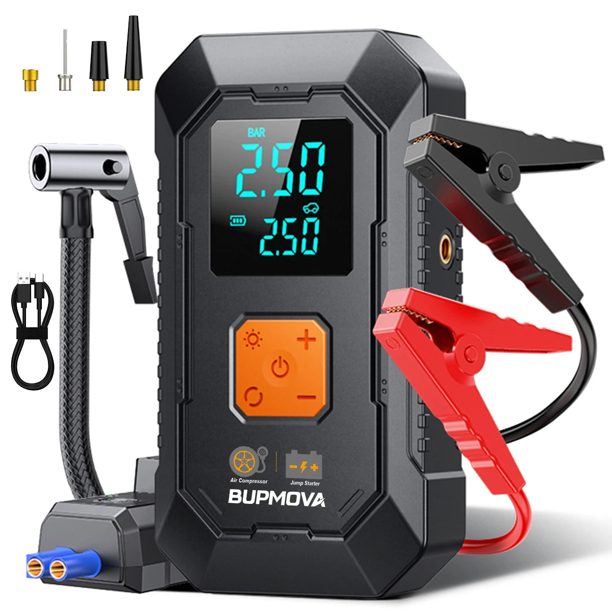 BSMOOM Car Jump Starter With Air Compressor 6000A Portable