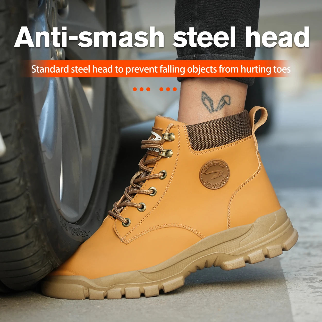 Breathable High Top PU Safety Shoes Puncture Resistant Smash Resistant